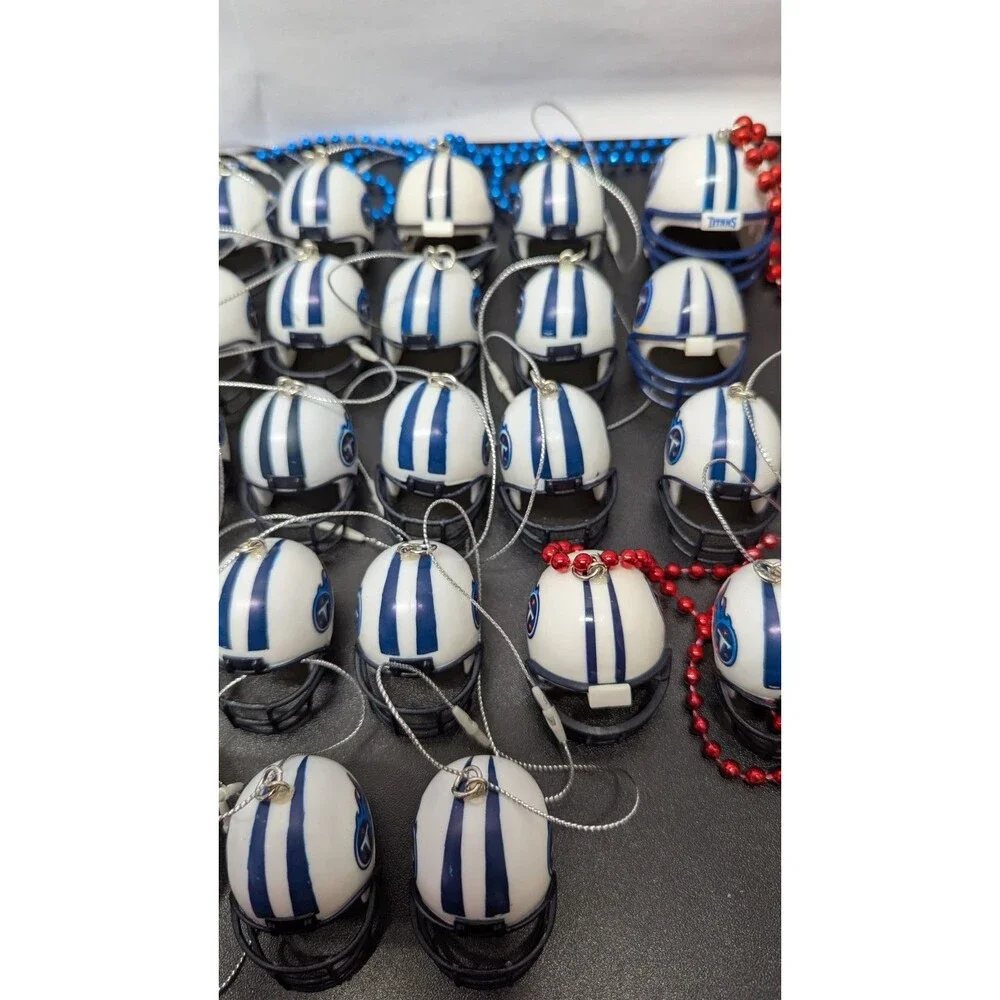 32 pc Tennessee Titans NFL Mini Helmet Lot Ornament Bead Necklace Bundle